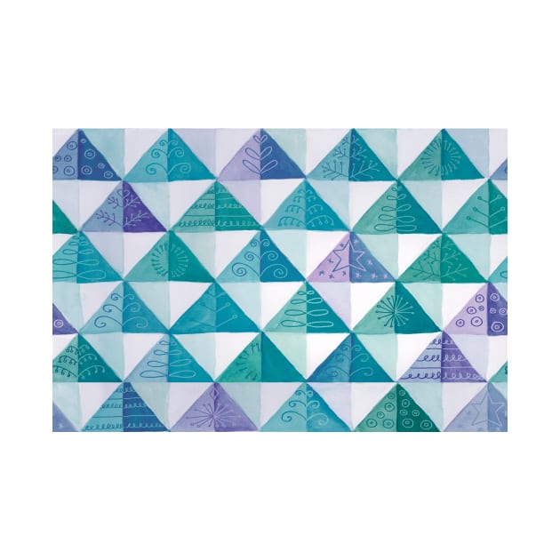 Watercolor quilt - aqua by MariaMahar