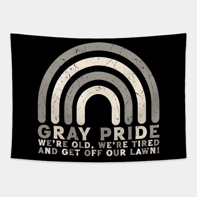 Gray Pride -- Retro Funny LGBT Design Tapestry by Trendsdk