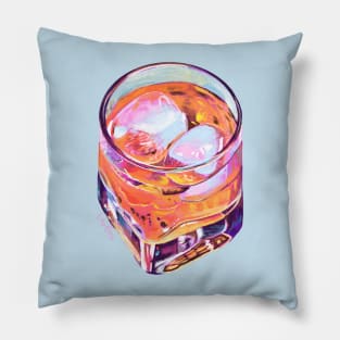 Happy hour: Whiskey on the rocks Pillow