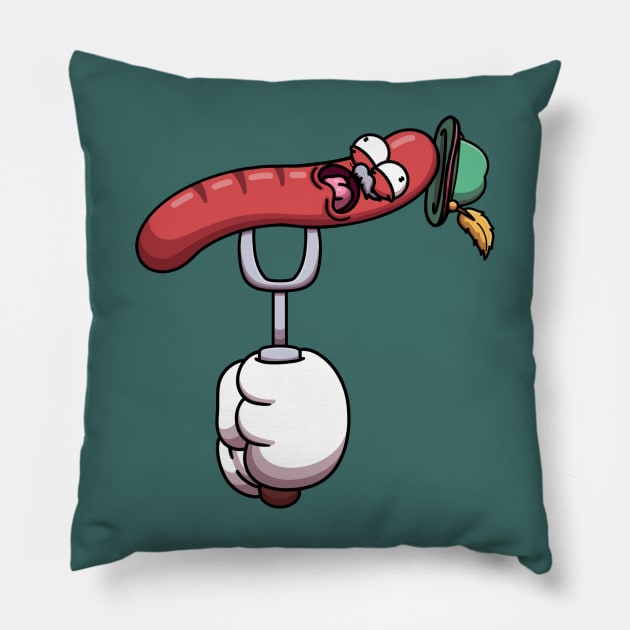 Oktoberfest Sausage On Vork Pillow by TheMaskedTooner