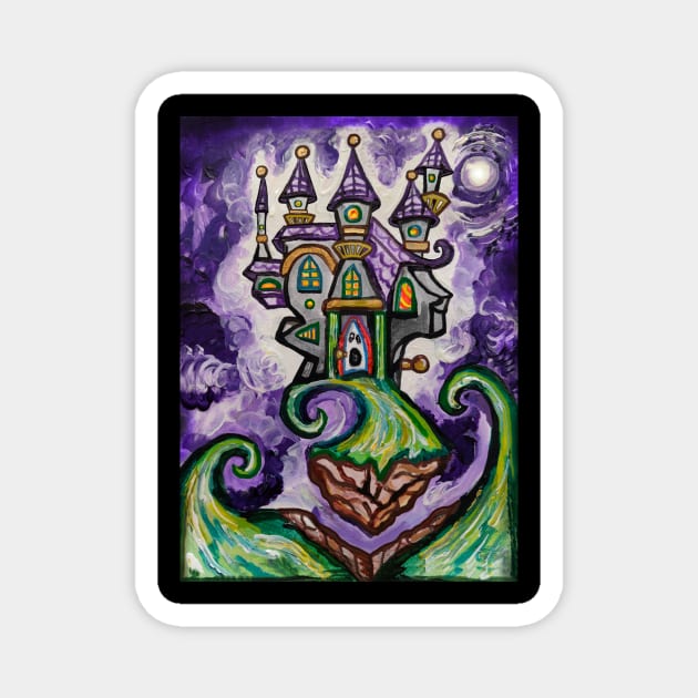 Halloween Haunted Night Castle Painting Magnet by Art by Deborah Camp