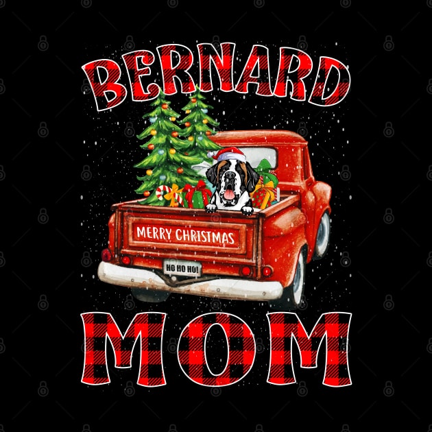 Christmas Bernard Mom Santa Hat Truck Tree Plaid Dog Mom Christmas by intelus