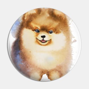 Pomeranian Watercolor Painting - Dog Lover Gifts Pin