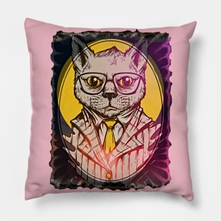 Mafia Cat (in suit and glasses) Pillow