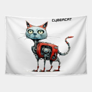 Futuristic Cyber Cat Tapestry