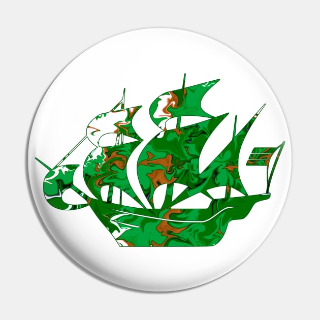 Galaxy Shores Garden Liquid Art Sailing Ship Silhouette Pin by Mazz M