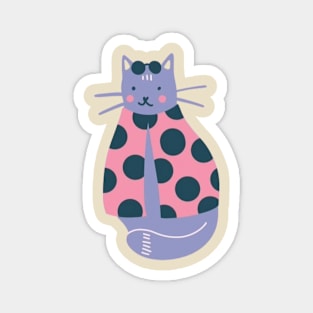 Polka dot Cat Magnet