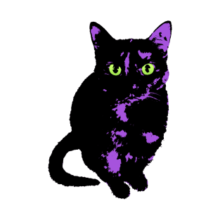 Spooky Purple and Green Halloween Cat T-Shirt