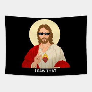 Jesus I Saw That Funny Meme Glasses Tapestry