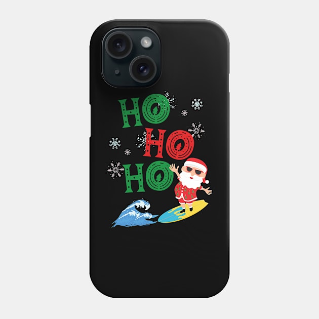 Santa Clause on Surfboard HoHoHo Phone Case by MAii Art&Design