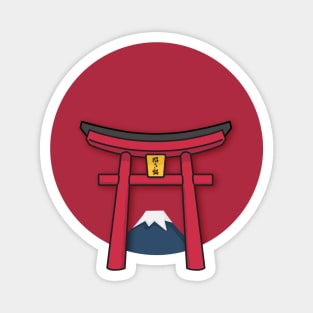 Torii with sun and mont fuji Magnet