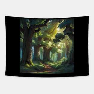 Serene and Peaceful Trail leading into an Oak Forest Tapestry