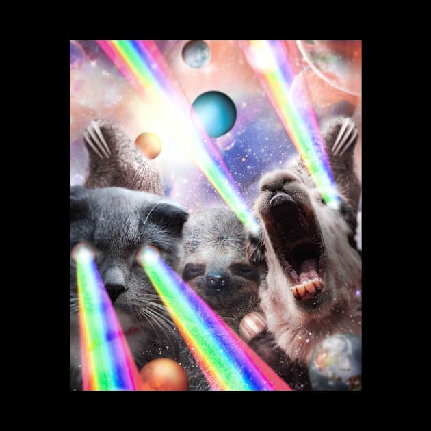 Rainbow Laser Cat Sloth Llama In Space by Random Galaxy