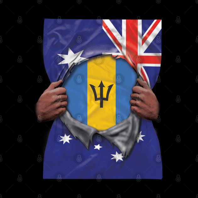 Barbados Flag Australian Flag Ripped - Gift for Barbadian From Barbados by Country Flags