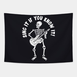 Fun Skeleton with Guitar Graphic - For Men & Women Guitarists Tapestry