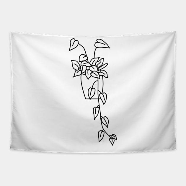 Hangplant Philodendron Scandens Lines Tapestry by Reujken