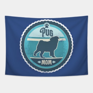 Pug Mom - Distressed Pug Silhouette Tapestry