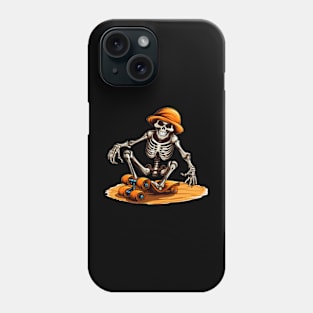 Skeleton Skater on Skateboard Halloween Pumpkin Phone Case