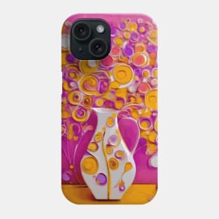 Pink and Gold Still Life Painting in a White Vase Phone Case