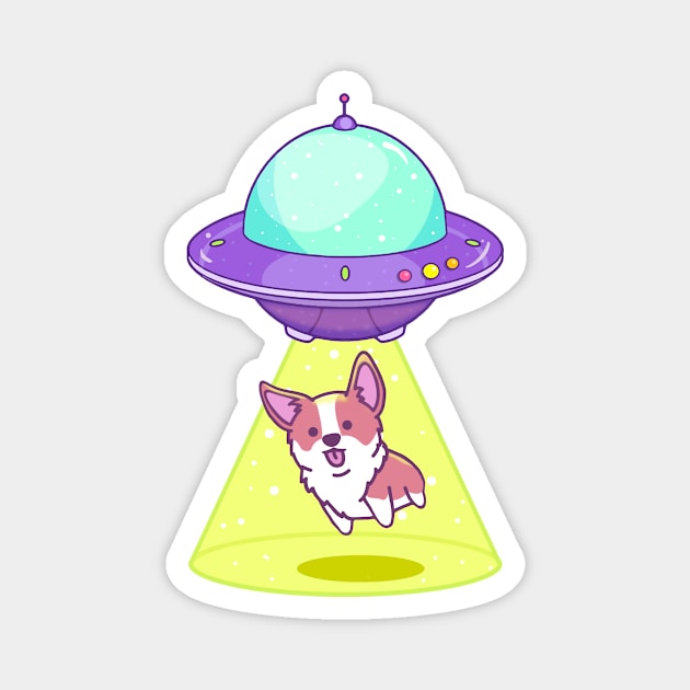 Dog Abduction - Alien Spaceship Magnet by SpellsSell