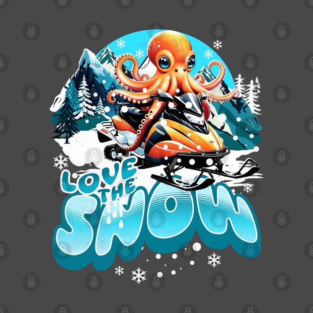 Snowmobile Octopus Love The Snow Winter Sport Sled Riding by alcoshirts