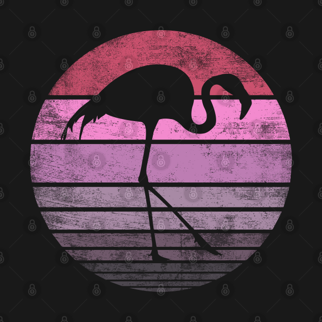 Disover Pink Flamingo Gifts Bird Lover Vintage Animal Silhouette - Retro Sunset - T-Shirt