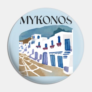 Mykonos Daytime Watercolor Pin