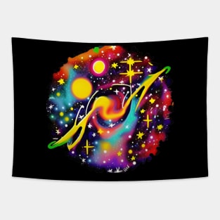 Abstract Colorful Cosmic Circle Tapestry