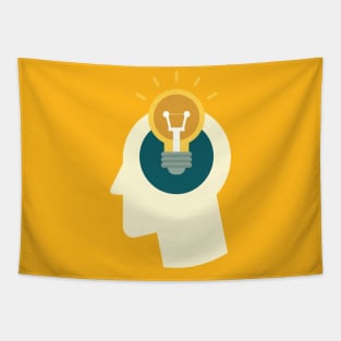 Idea Bulb Head Tapestry