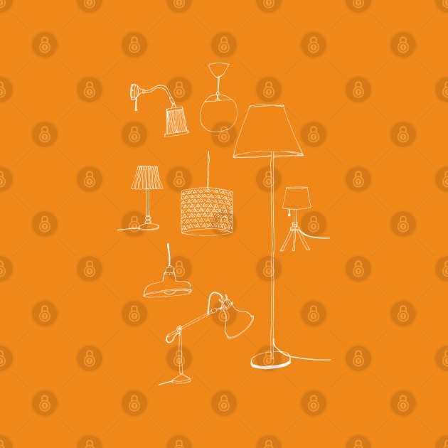 Lamps, lamps, lamps in orange background by Aidi Riera