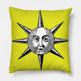 Engraved Medieval Sun Face Pillow