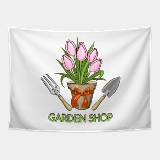 Garden Shop Emblem Tapestry