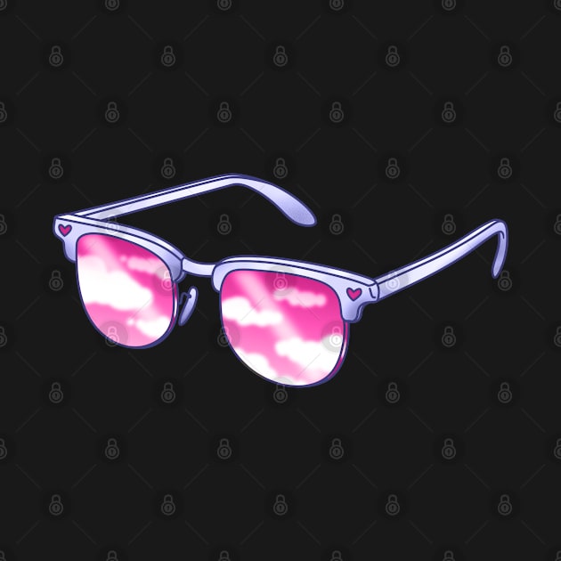 Blue sunglasses with pink sky lenses by 2dsandy