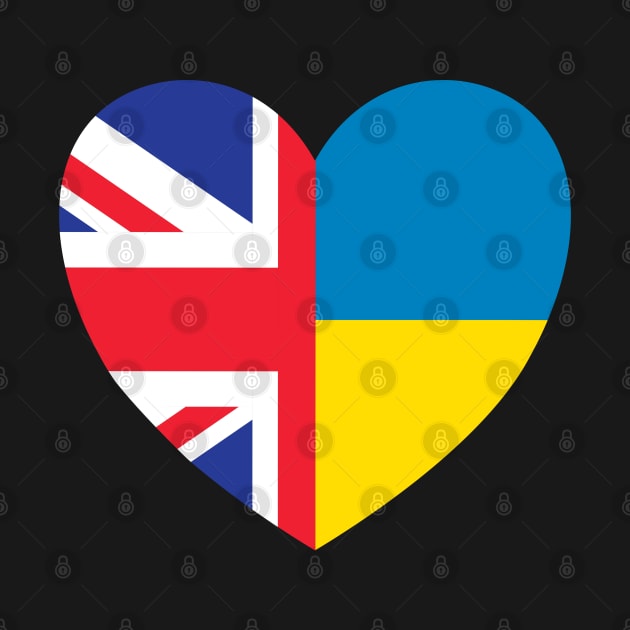 UK Supports Ukraine, UK Stands With Ukraine, Heart With Combined Flags by Coralgb