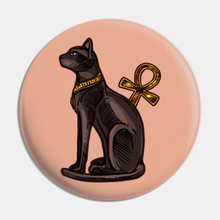 Egyptian black cat and Ankh Pin