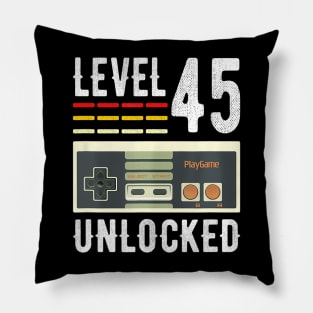 Level 45 Unlocked Birthday Video Gamer 45th Pillow