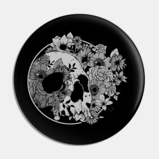 Dark Skulls and Flowers Pin