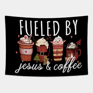 Funny Fueled By Coffee Jesus Caffeine Lover Christmas Tapestry