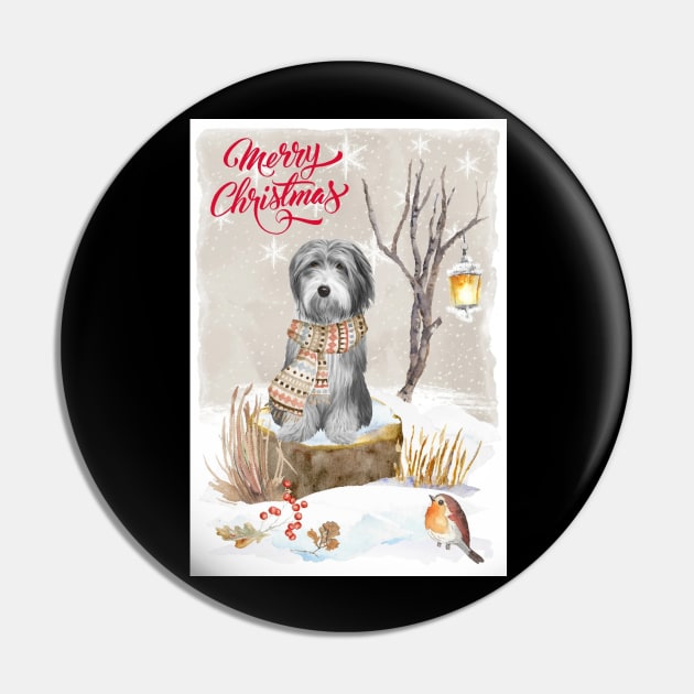 Bearded Collie Merry Christmas Santa Dog Pin by Puppy Eyes