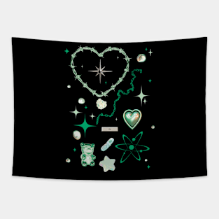 Y2K Aesthetic Green Edition Tapestry