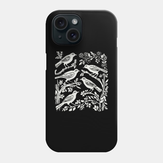 Lino Cut Bird Phone Case by n23tees