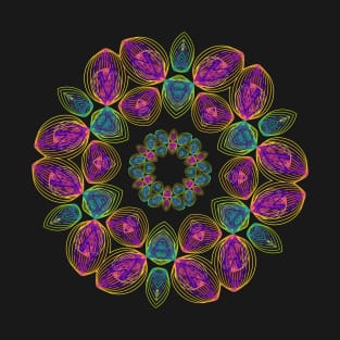 Butterfly Angel Wings | Harmonograph Kaleidoscope Green Pink Yellow Black T-Shirt