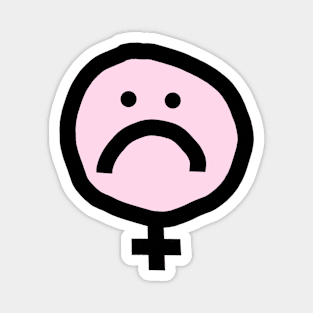 Female Pink Unhappy Smiley Face Magnet