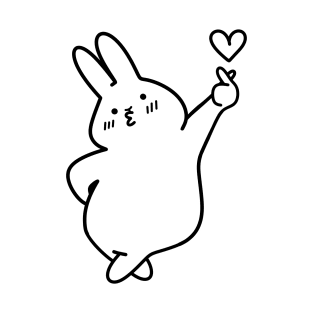Cute Bunny | Korean Finger Heart Design | Kawaii Gifts | Handmade Illustrations by Atelier Serakara T-Shirt