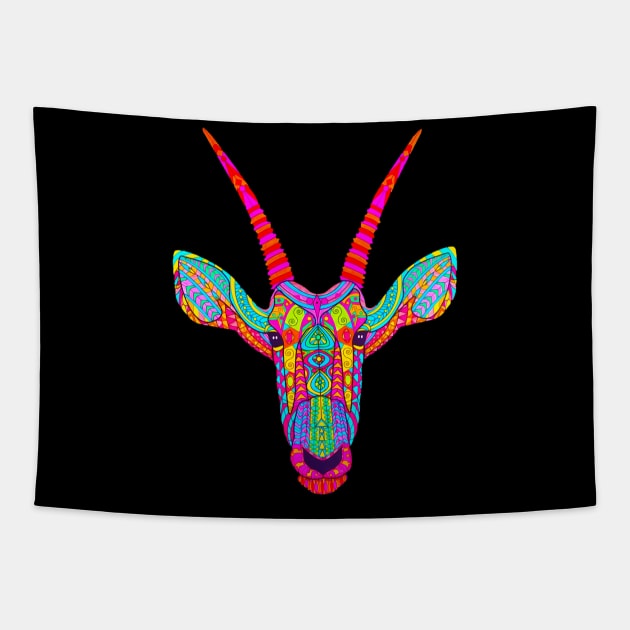 Psychedelic Deer Tapestry by Bododobird