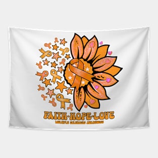 Multiple Sclerosis Awareness - Faith love hope sunflower ribbon Tapestry