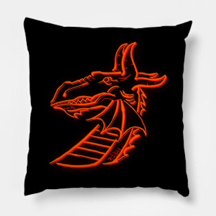 Neon red dragn Pillow