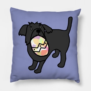 Cute Dog Holding Easter Egg Pillow