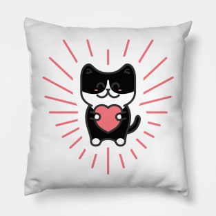 Cute Tuxedo Love Cat Pillow