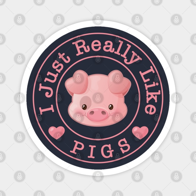 Cute Kawaii Pink Pig Magnet by Irene Koh Studio